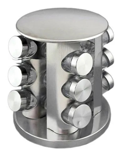 Especiero Condimentero Giratorio X12 Acero Inoxidable Redondo