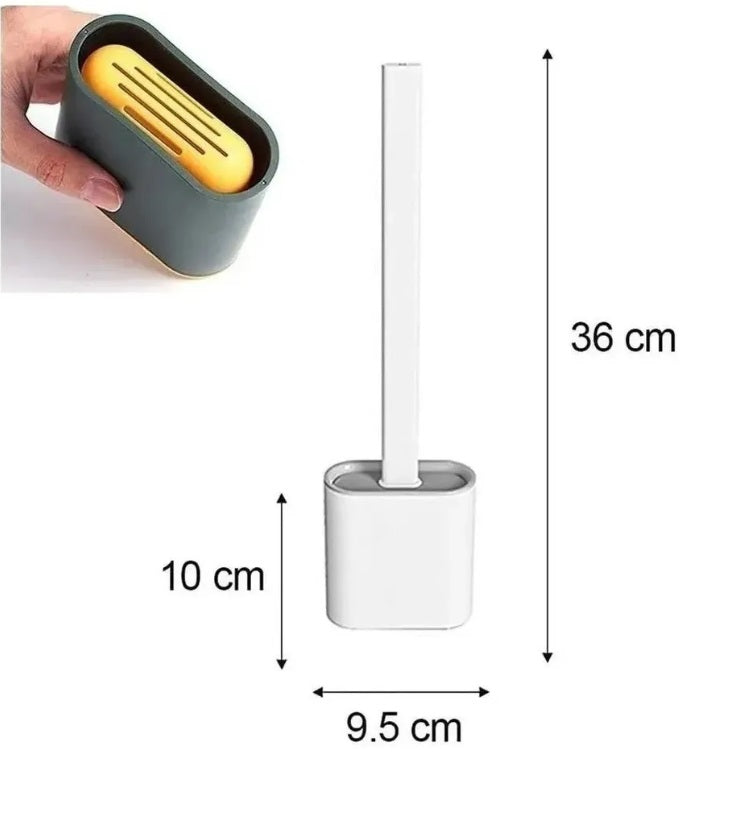 Escobilla Baño Cepillo Punta Flexible Silicona con Base