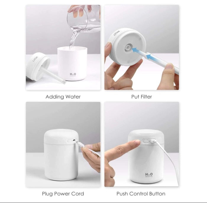 Humidificador Led USB Ultrasónico Difusor Luz RGB